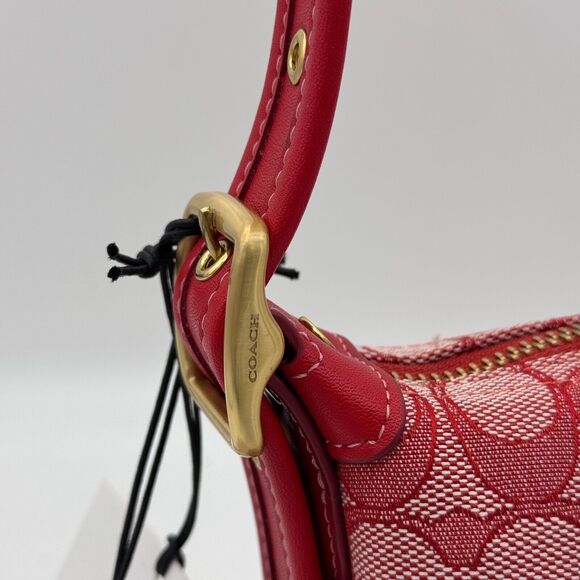 Coach Demi Signature Jacquard Shoulder Bag Purse Handbag Retro Mini Y2K Red NEW - Picture 12 of 16